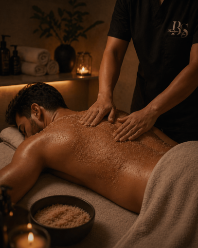Men’s body scrub treatment at Boutique Spa Abu Dhabi