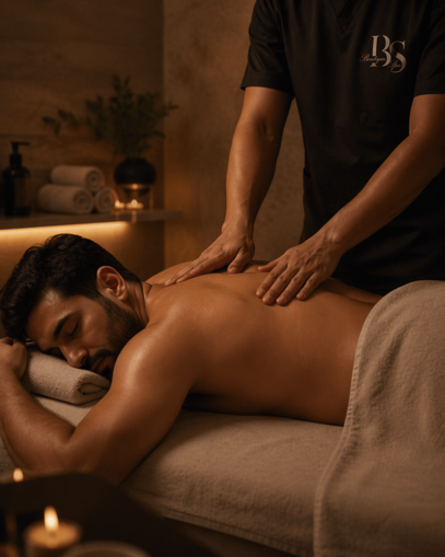 Professional men’s massage treatment at Boutique Spa Abu Dhabi