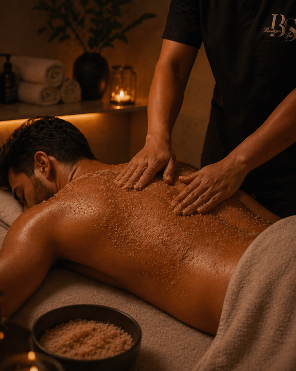 Men’s body scrub treatment at Boutique Spa Abu Dhabi
