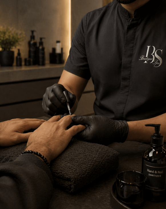 Men’s manicure and pedicure service at Boutique Spa Abu Dhabi